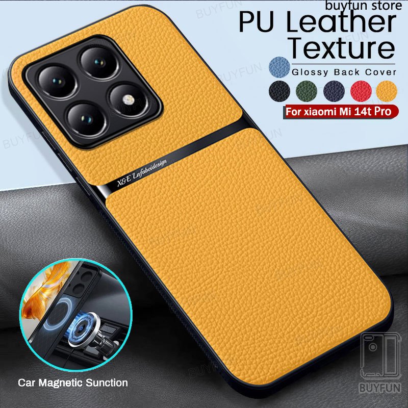 สําหรับ Xiaomi Mi 14T Pro หรูหรากันกระแทกรถผู้ถือแม่เหล็กหนังสําหรับ Mi14t t 14 14tpro 6.67 "5G Slim ปกหลัง