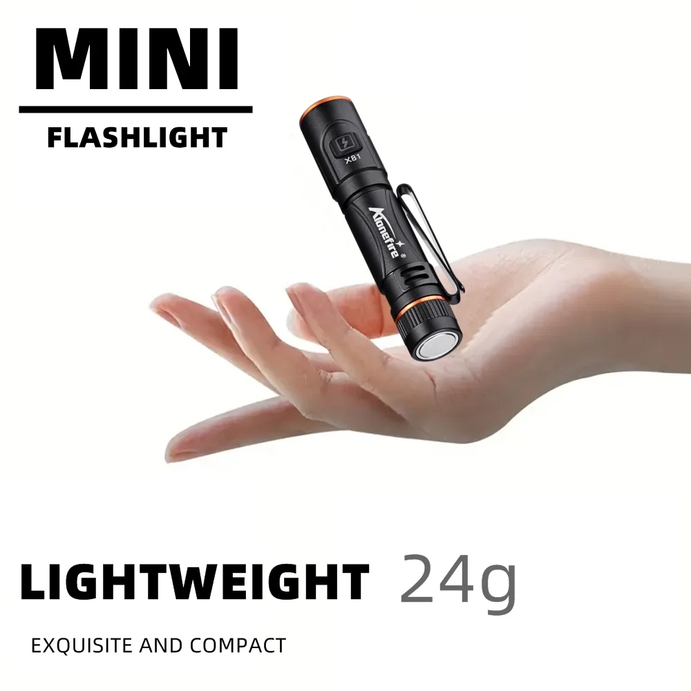 Alonefire X81 EDC Mini High Bright ปากกาไฟฉาย USB ชาร์จแม่เหล็กพ็อกเก็ตขนาดเล็กไฟฉาย Outdoor Camping