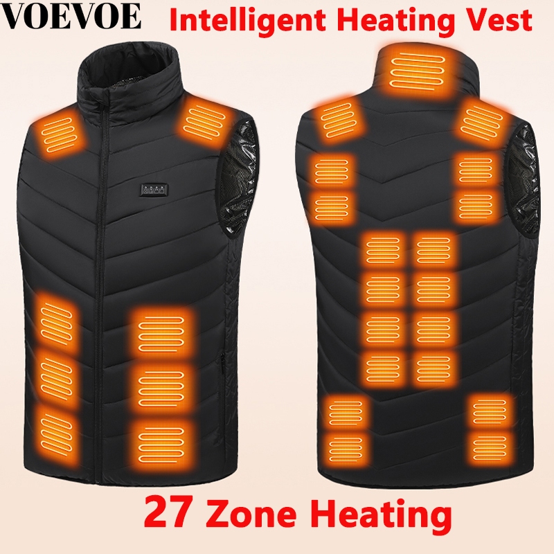 VOEVOEUnisex เสื้อกั๊กอุ่นสําหรับผู้หญิงผู้ชาย,เสื้อกั๊กอุ่นไฟฟ้า USB น้ําหนักเบาพร้อมโซนความร้อน 27 โซน (ไม่รวมชุดแบตเตอรี่)