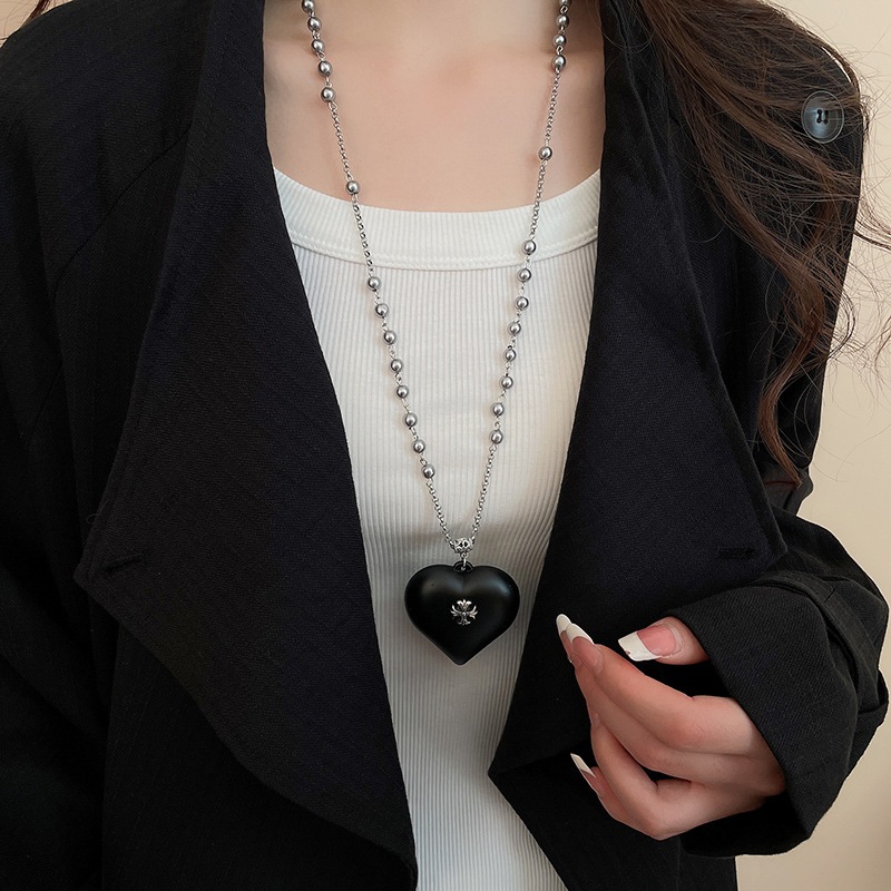 เพชร-หุ้มห่อรักข้ามสร้อยคอมุกซอกบุคลิกภาพเสื้อกันหนาวโซ่ความรู้สึกสูงแฟชั่นคอปกทั้งหมดขายส่ง