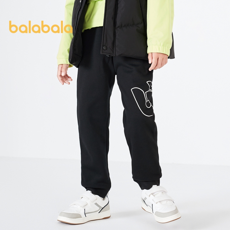 Balabala Fleece-Lined กางเกงจ๊อกกิ้งที่อบอุ่นสําหรับเด็กชายและเด็กหญิงฤดูใบไม้ร่วงและฤดูหนาวกลางถึงกางเกงกีฬาเด็กใหญ่