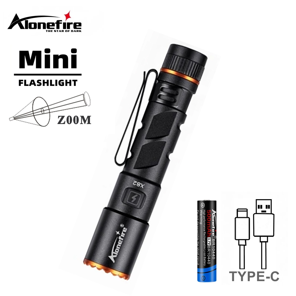 Alonefire X82 ซูม Mini EDC High Bright XPG LED ปากกาไฟฉาย USB ชาร์จแม่เหล็กไฟฉายขนาดเล็กกลางแจ้ง Camping Light 10440 แบตเตอรี่ลิเธียม