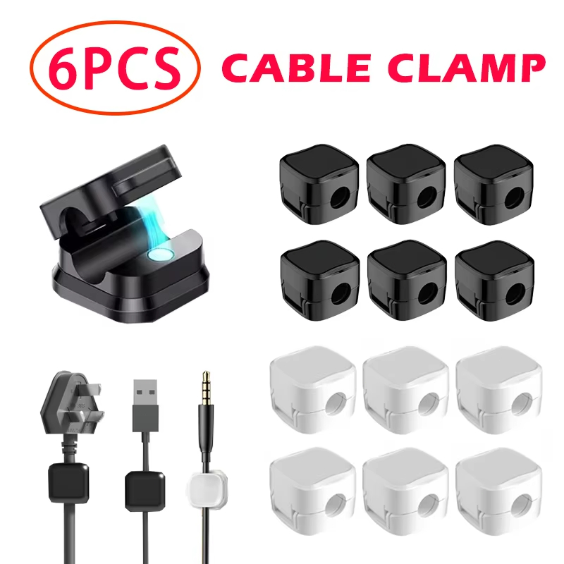 Ankndo 6 ชิ้นแม่เหล็กคลิปสายปรับสายไฟภายใต้โต๊ะการจัดการสายเคเบิลลวด Keeper Cable Organizer ผู้ถือ