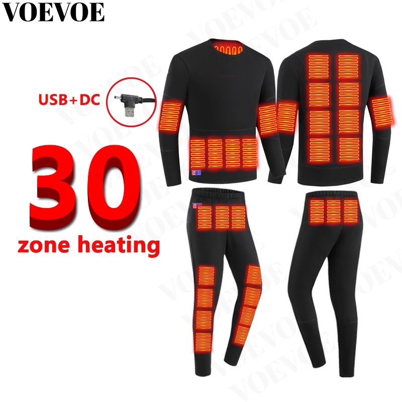Voevoe ชุดชุดชั้นในอุ่น, 30 พื้นที่แบตเตอรี่ความร้อนขับเคลื่อนเสื้อและกางเกงชั้นฐานความร้อนฤดูหนาวสําหรับผู้ชาย (ไม่รวมชุดแบตเตอรี่)