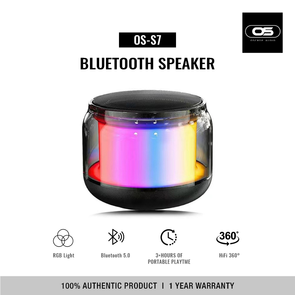 OSCROP S100 ลำโพงบลูทูธไร้สาย RBG เสียงเซอร์ราวด์ดัง 8 ธีมเปลี่ยนสี เต้นรำกับเพลง รองรับการโทรด้วยเสียง รองรับการ์ดAUX TF
