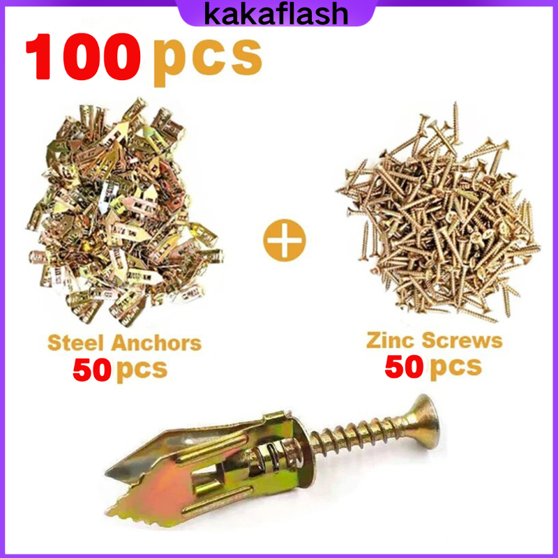 [50คู่/100คู่] Butterfly anchor, gypsum anchor, light wall anchor, ceiling anchor, gypsum expansion 