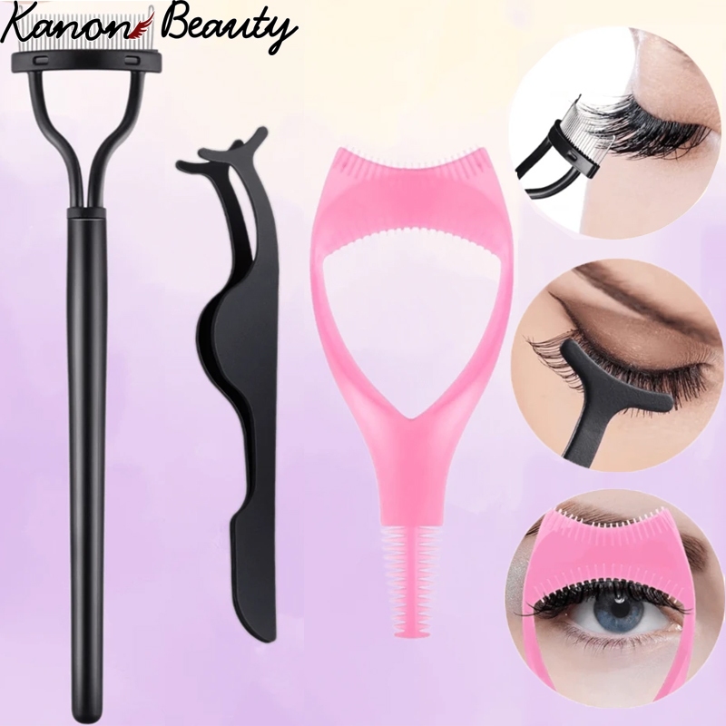 ชุดเครื่องมือป้องกันขนตา 4 ชิ้นรวมถึงขนตาแยกมาสคาร่า Applicator Wand Lash Comb & Curler แหนบขนตา