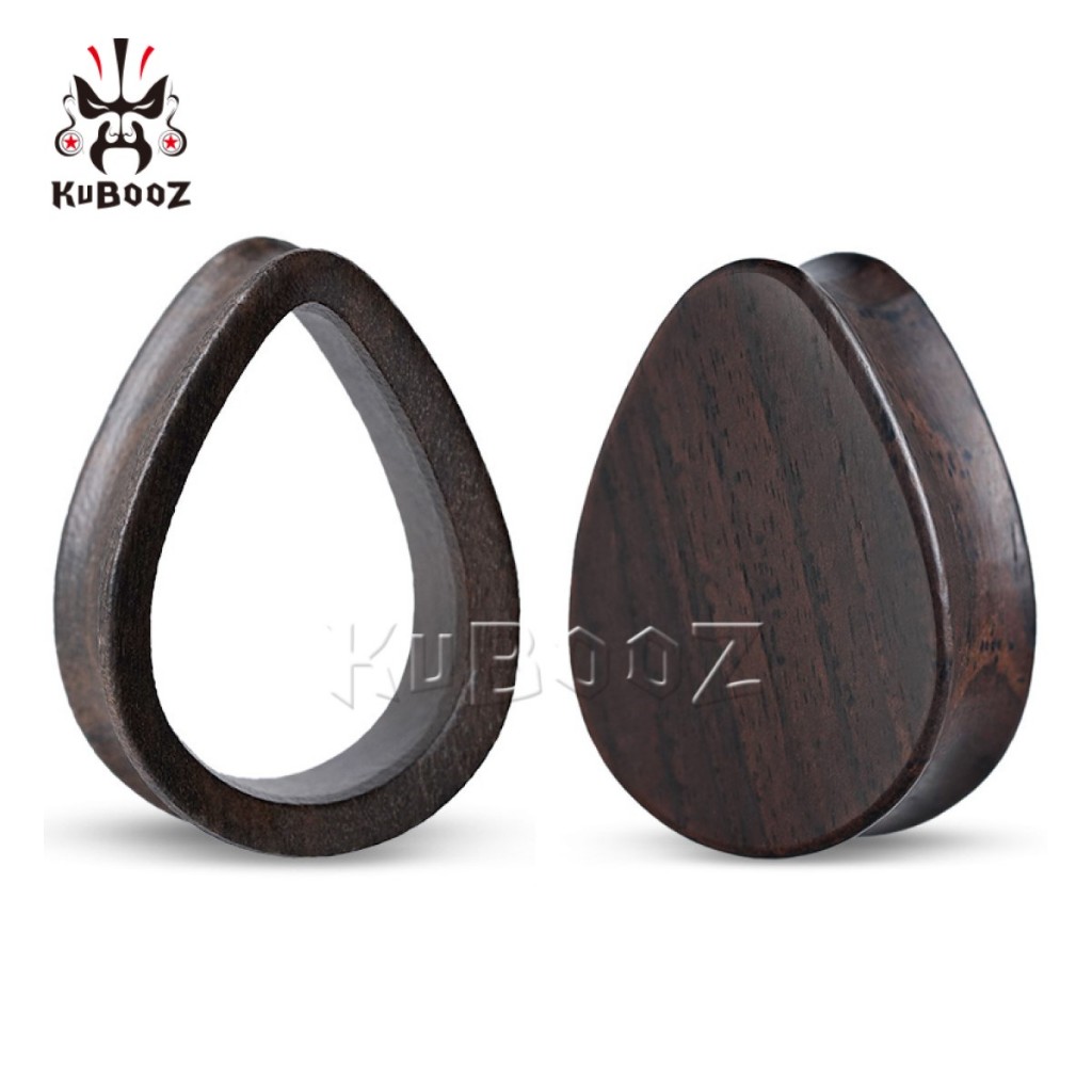 Kuboz 1 คู่ไม้วอลนัท Drop-shape อุโมงค์หูปลั๊กเกจเจาะหู Expanders Body เครื่องประดับต่างหู Stretchers