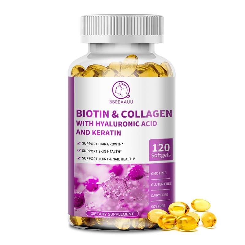 Beau Biotin5000mcg&Collagen Hyaluronic Acid, Keratin,Vitamin B-Complex,Hair Growth,Skin Health,Joint & Nail Health,สําหรับผู้ชายและผู้หญิง