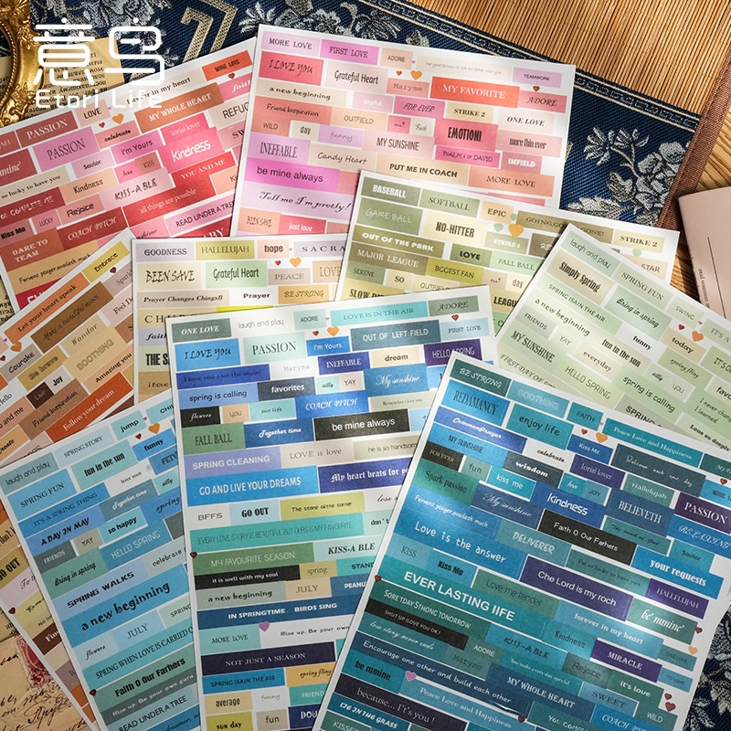 ข้อความ Series สติกเกอร์แพคเกจ Retro DIY ข้อความวัสดุสติกเกอร์ Washi Scrapbooking สติกเกอร์คู่มือสติกเกอร์