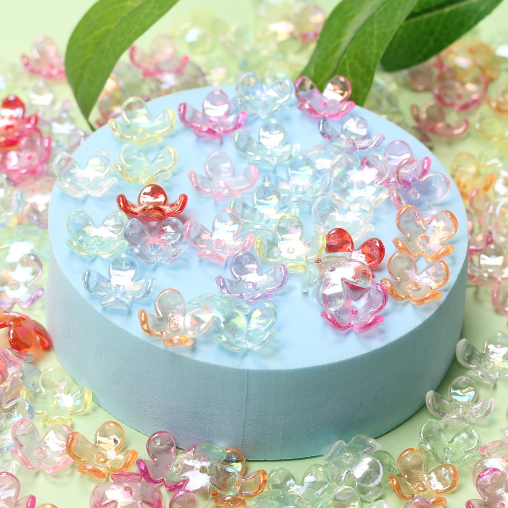 CHARMS ลูกปัด รูปกลีบดอกไม้ สีทอง สําหรับทําเครื่องประดับ 100 ชิ้น
