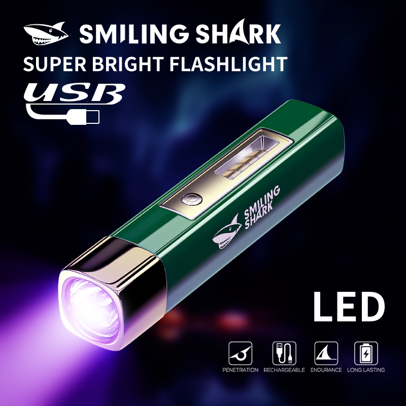 SmilingShark 867A ไฟฉาย led สีขาว & 365 UV แสงสีม่วง คบเพลิง ซุปเปอร์ไบรท์ 2โหมด ชาร์จ USB ได้ ไฟติดเล็บ กันน้ำสำหรับของขวัญในครัวเรือนเดินป่าตั้งแคมป์