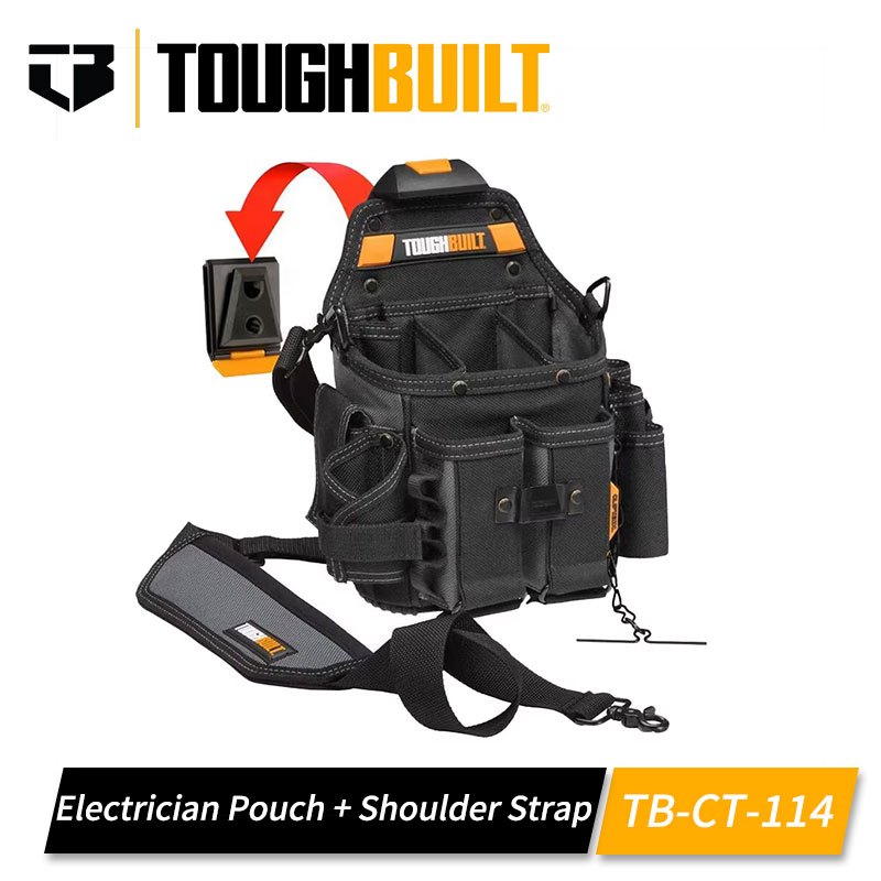 Toughbuilt TB-CT-114 กระเป๋าช่างไฟฟ้า Journeyman + สายสะพายไหล่หนาความจุขนาดใหญ่กระเป๋าคาดเอว