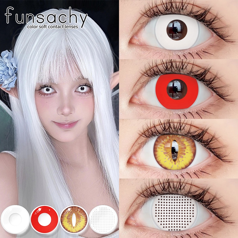 VAMPIRE-WHITE คอสเพลย์คอนแทคเลนส์ คอนแทคเลนส์ สีขาว แดง คอนแทคเลนส์ผี กิจกรรมวันฮาโลวีน ส่งไวจากไทย