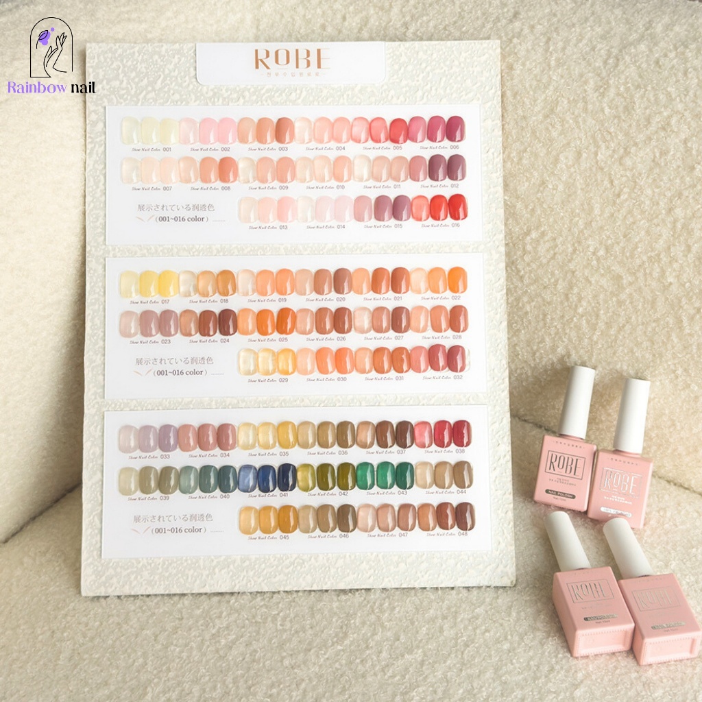 ROBE 48 สีโปร่งใสสียอดนิยมยาทาเล็บกาวร้านเล็บชุด (15ml/ขวด) การ์ดสีฟรี