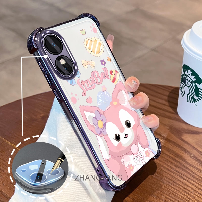 สําหรับ OPPO A18 A38 A17 A17K Electroplated สี่มุม anti drop และกันกระแทกเคสโทรศัพท์ความงามการ์ตูนรูปแบบตัวอักษร TPU soft case