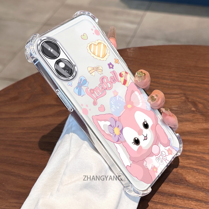 สําหรับ OPPO A18 A38 A17 A17K Electroplated สี่มุม anti drop และกันกระแทกเคสโทรศัพท์ความงามการ์ตูนรูปแบบตัวอักษร TPU soft case - รูปที่ 4