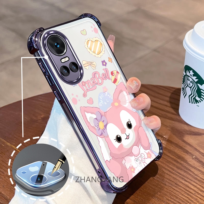 สําหรับ OPPO RENO 10 5G RENO 10 Pro 5G Electroplated สี่มุม anti drop และกันกระแทกเคสโทรศัพท์ความงามการ์ตูนรูปแบบ TPU soft case