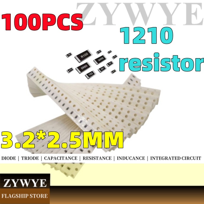 100pcs ตัวต้านทาน 1210 ชิปตัวต้านทาน 0R 2.2 R 4.7 R 3.3 R 100R 200R 330R 470R 1K 2K 3.3K 4.7K 5.1K 1
