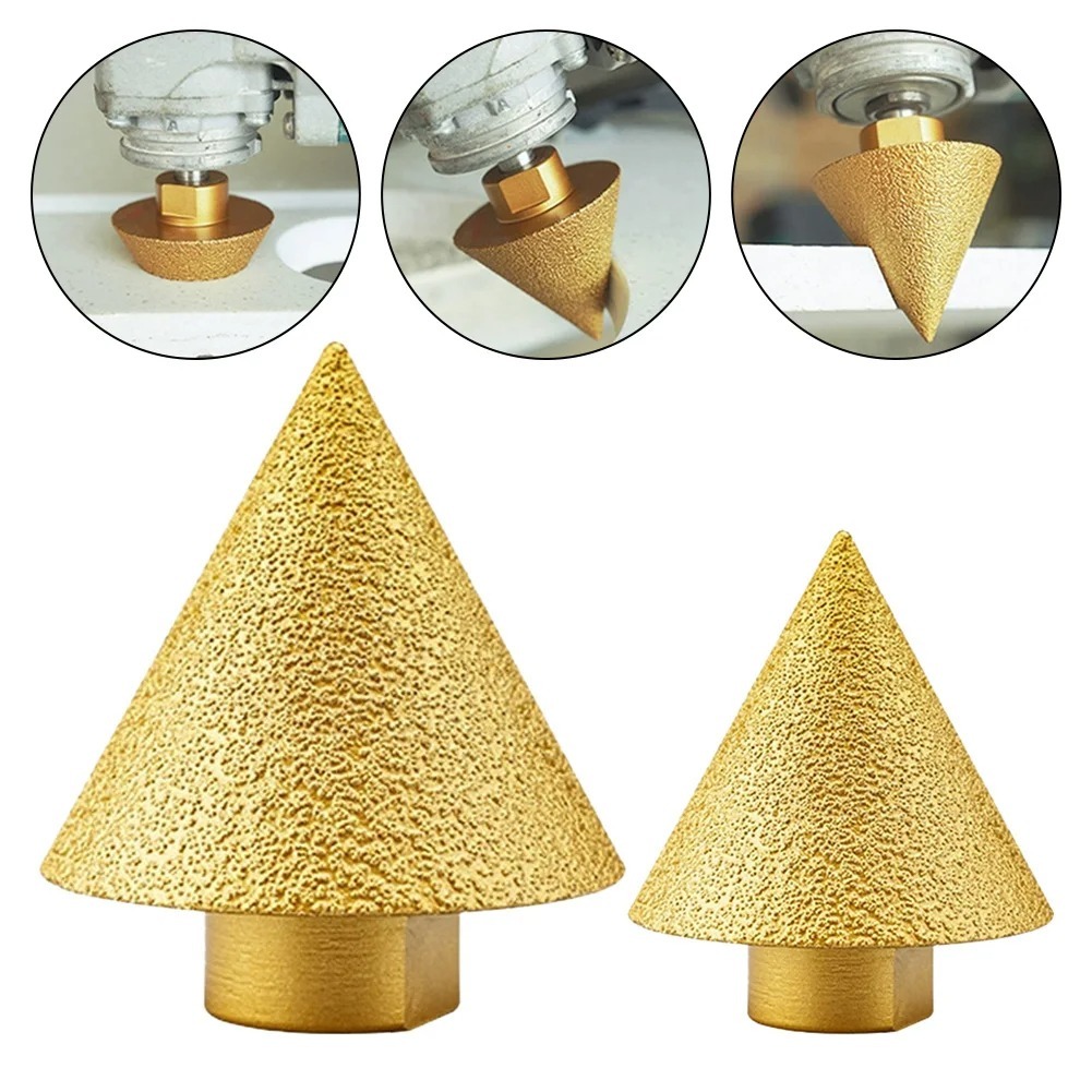 M10 เพชร Chamfer Bits 38 มม./50 มม.กรวย Carve ขัดบดล้อสําหรับ Porcelain กระเบื้องเครื่องตัด Trimming