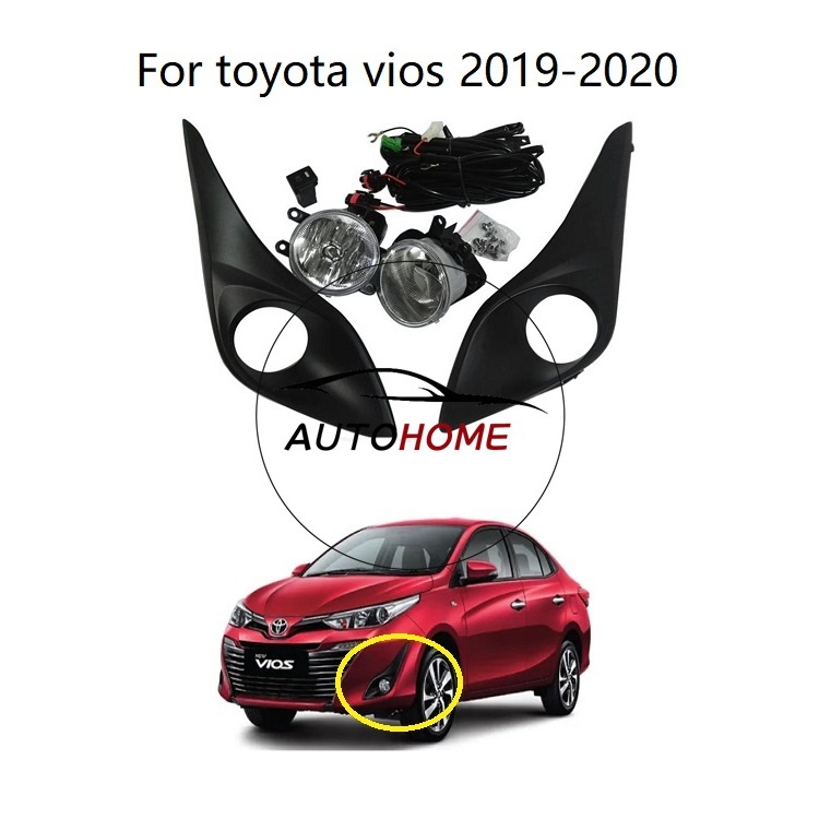 1ชุดไฟตัดหมอกสําหรับ Toyota Yaris ATIV 2017 2018 2019 YARIS HATCHBACK 2017-2019 FogLamp fogLight Assemblyพร้อมสายรัดและสวิทช์