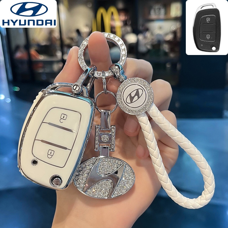 Hyundai 2 ปุ่ม TPU รถพับ Key Case ผู้ถือพวงกุญแจสําหรับ Hyundai H1 ฝาครอบกุญแจ