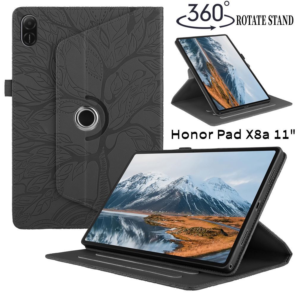 เคส วงเล็บหมุน 360 องศา Honor Pad X8A กรณี X8A 2024 11 นิ้ว NDL-W09/AL00 เคสแท็บเล็ต ขาตั้งหนังพลิกกันกระแทกฝาครอบป้องกัน