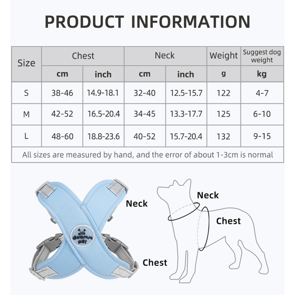 Mojioo สายรัดและสายจูงสําหรับสุนัขขนาดเล็กและขนาดกลาง สายรัดแมว รูปตัว X แบบปรับได้แบบนุ่ม สายรัดสําหรับสายรัดสีมาการองขนาดเล็ก สวมใส่สบาย เชือกลากเสื้อกั๊กแมว - รูปที่ 5