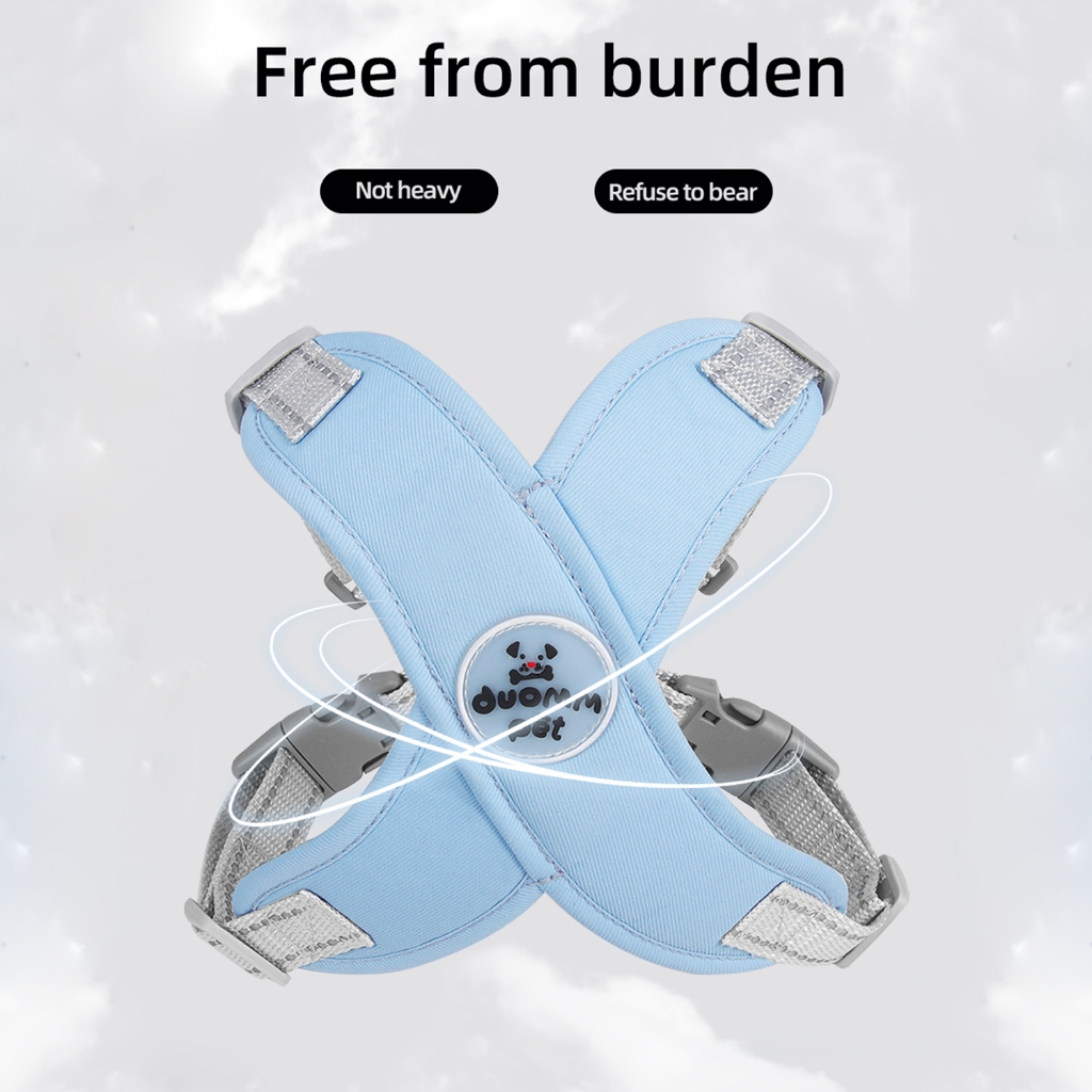 Mojioo สายรัดและสายจูงสําหรับสุนัขขนาดเล็กและขนาดกลาง สายรัดแมว รูปตัว X แบบปรับได้แบบนุ่ม สายรัดสําหรับสายรัดสีมาการองขนาดเล็ก สวมใส่สบาย เชือกลากเสื้อกั๊กแมว - รูปที่ 6