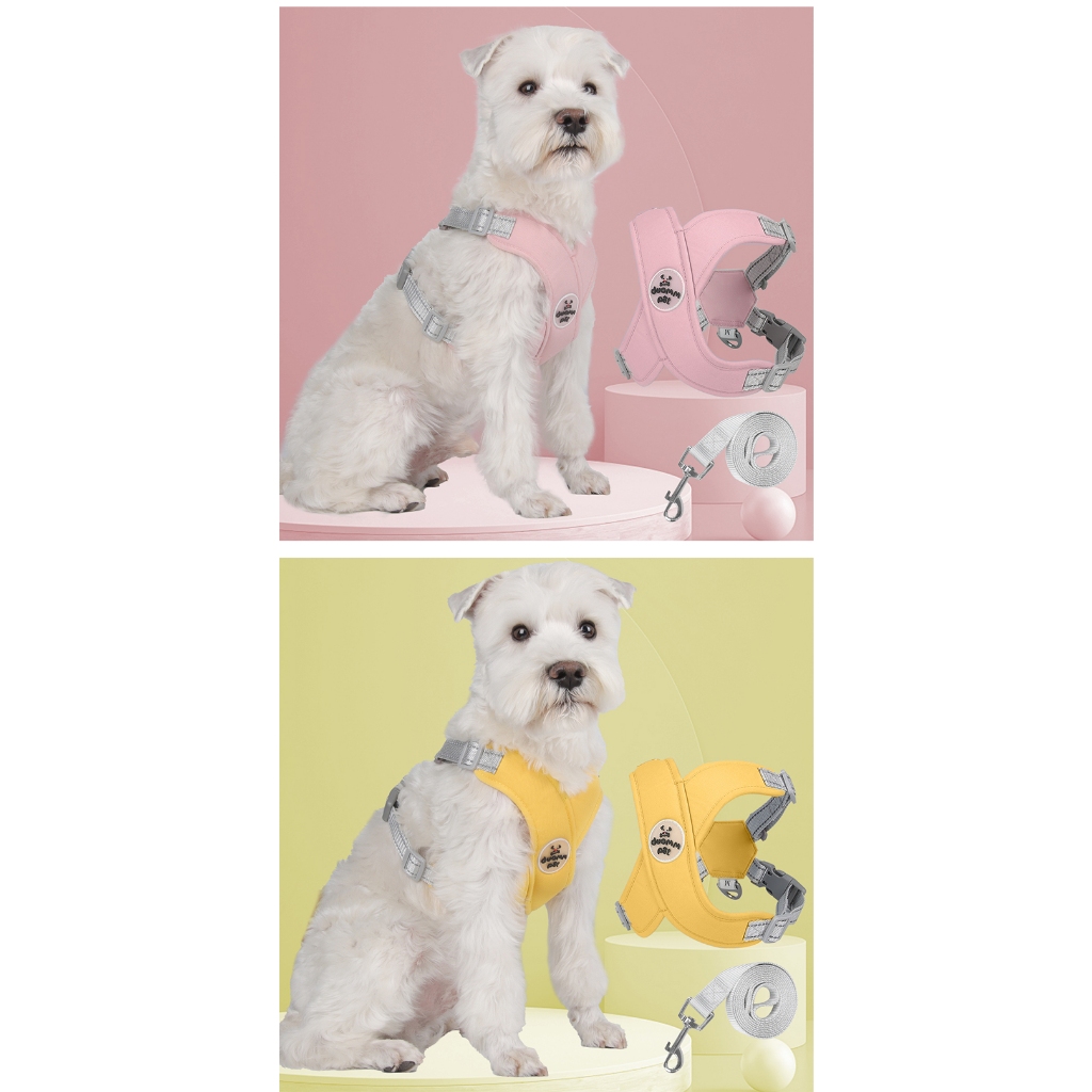 Mojioo สายรัดและสายจูงสําหรับสุนัขขนาดเล็กและขนาดกลาง สายรัดแมว รูปตัว X แบบปรับได้แบบนุ่ม สายรัดสําหรับสายรัดสีมาการองขนาดเล็ก สวมใส่สบาย เชือกลากเสื้อกั๊กแมว - รูปที่ 7