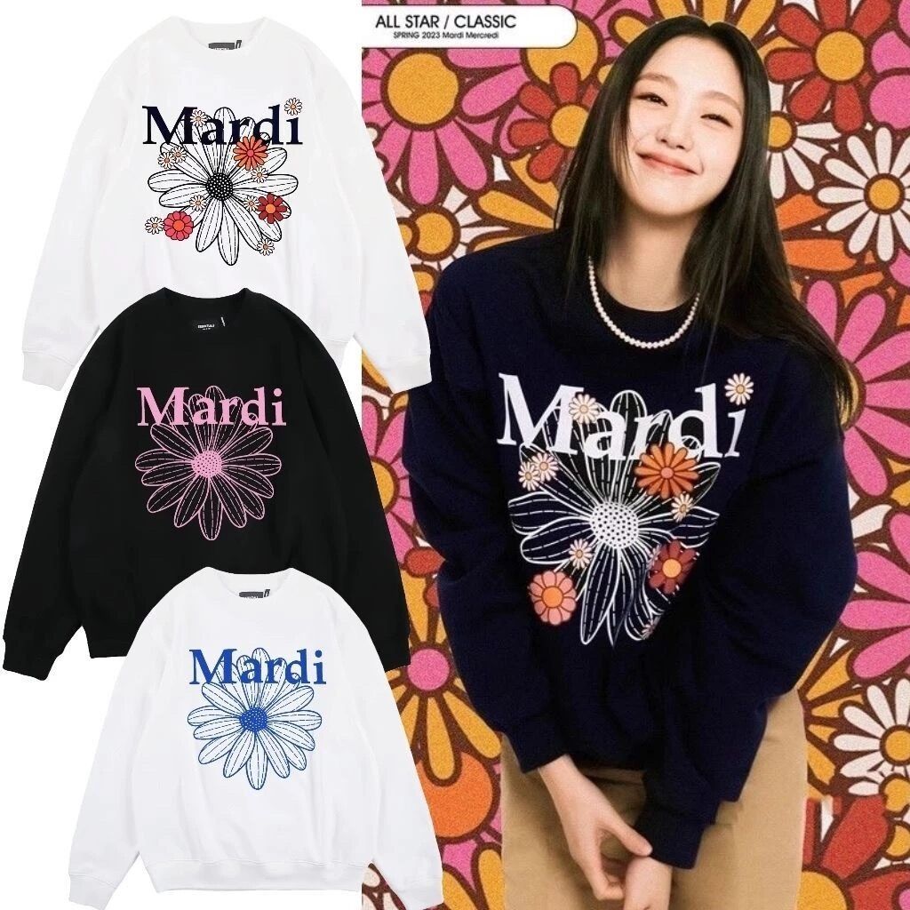เสื้อสเวตเตอร์พิมพ์ลาย Mardi Daisy แฟชั่นใหม่เสื้อสเวตเตอร์คลาสสิกพิมพ์ลายดอกไม้ใหม่พร้อมคอกลม