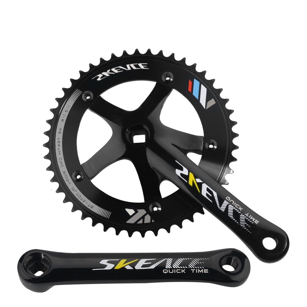 SKEACE BCD Track Fixie Bike Crankset 144mm x 165mm, 48T Anodized Surface Square Hole Chainring + Cra