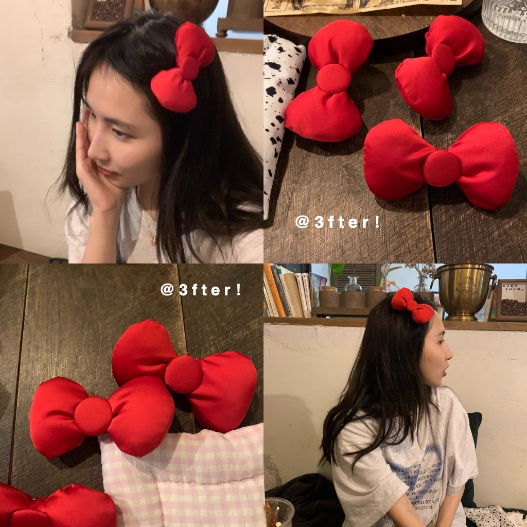 "ขนาดใหญ่" กิ๊บติดผมโบว์สีแดงหวานหัวใจสาวสีแดงคลิปหน้าม้าน่ารักผมหักคลิปด้านข้างกิ๊บ