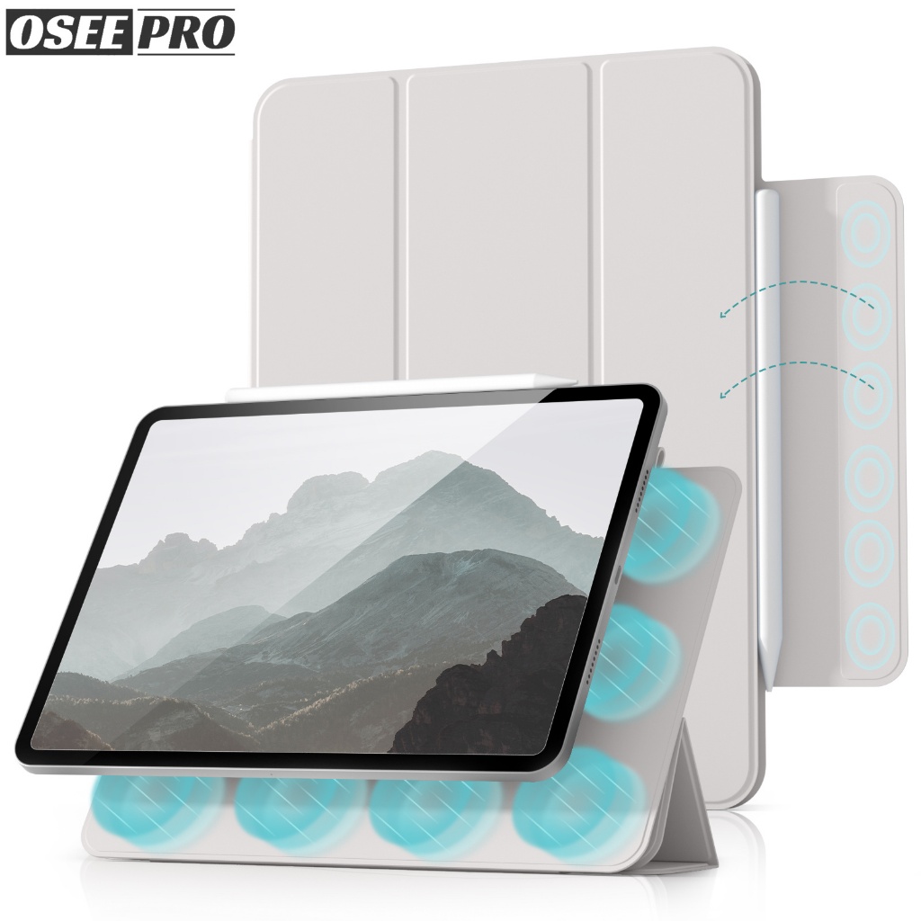 Osee Pro เคส iPad บางเฉียบ คุณภาพสูง สวมใส่สบาย เคสป้องกันหัวเข็มขัดแม่เหล็กสองด้านแบบบางและเบาไร้กรอบสำหรับ iPad M4 Pro 7 13 นิ้ว Pro 1 2 3 4 5 11 นิ้ว Pro 4 5 6 12.9 นิ้ว เคส iPad Air 6 เคสไอแพด air 5 ไอแพด air 4 เคสไอแพด gen 10 Mini 6 7 กรณีป้องกัน
