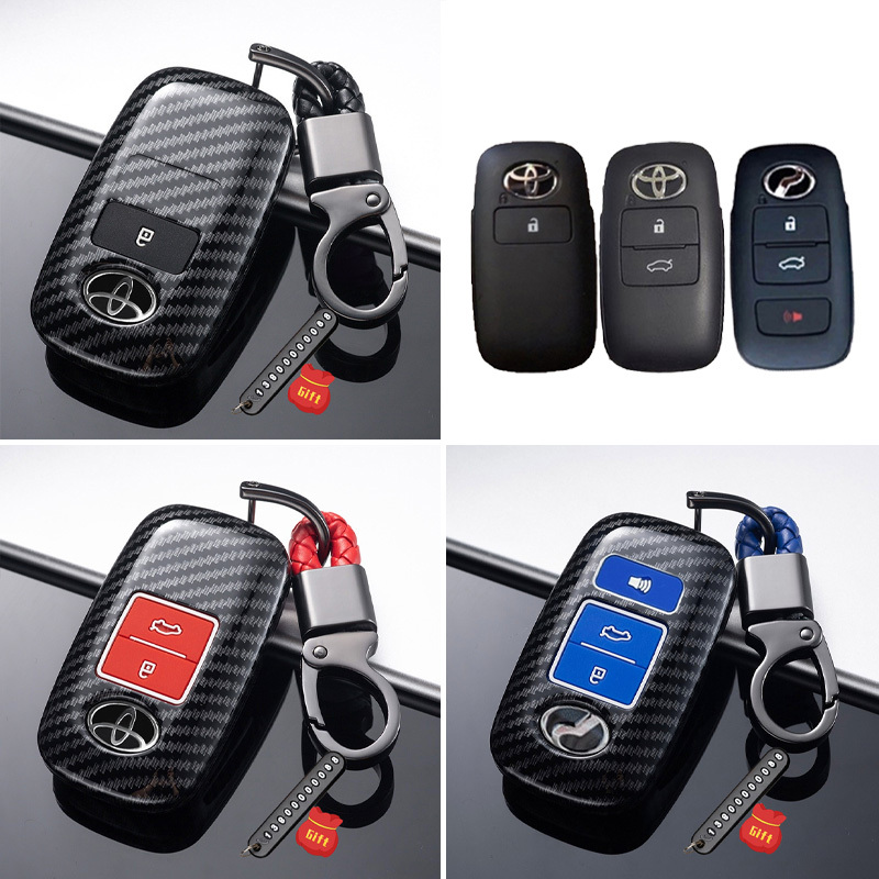 เคสกุญแจรถยนต์ คาร์บอนไฟเบอร์ ABS 1 2 3 4 ปุ่ม สําหรับ Toyota Veloz Raize Avanza Toyota Yaris Ative 