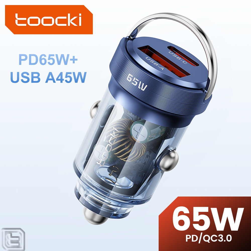 Toocki PD65W 45W Mini Car Charger Dual-port USB Car Charger Type C Car Charger อะแดปเตอร์รถรองรับ 12