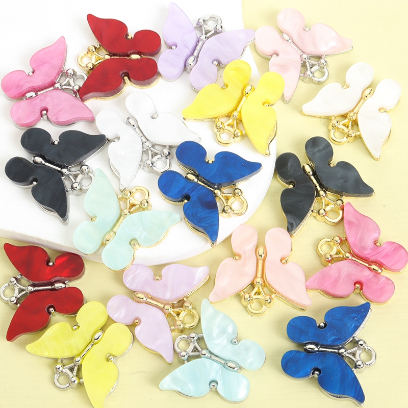10pcs Vibrant Multicolor อะคริลิคผีเสื้อ Charms DIY อเนกประสงค์สร้อยคอต่างหูพวงกุญแจตกแต่งสวนจี้ฤดูใบไม้ผลิ/ฤดูร้อนสไตล์เครื่องประดับหัตถกรรมทําอุปกรณ์
