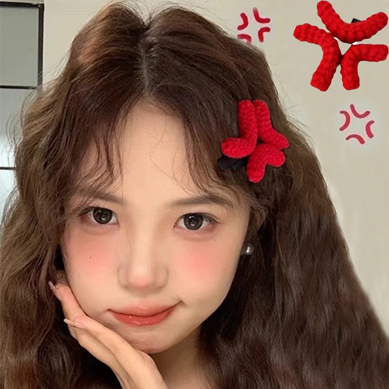 YUNYUAN ตลกและโกรธถักกิ๊บขนสัตว์ตลกกิ๊บแสดงออกแพ็คหญิงด้านเรียบคลิปอุปกรณ์ผมสองมิติคลิปกิ๊บน่ารัก