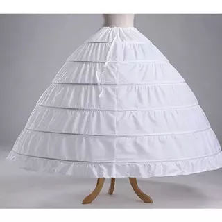 Vintage White Long 6 Hoop Petticoat Extra Full Wedding Ball Gown Crinoline