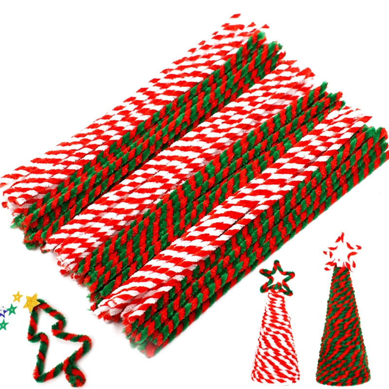 50 ชิ้น DIY คริสต์มาสบิด Sticks แถบขนสัตว์ DIY วัสดุทําด้วยมือของเล่นเด็ก Party Supplies