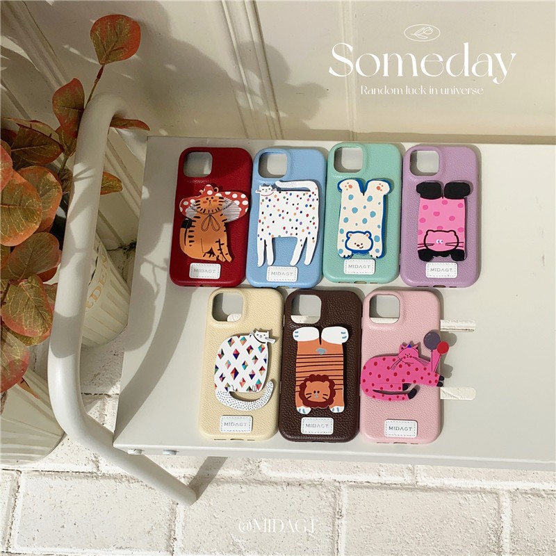 Iphone 16 Pro max 15 Pro max Cat bear ลายสิงโต วัสดุ PU รองรับเคสโทรศัพท์