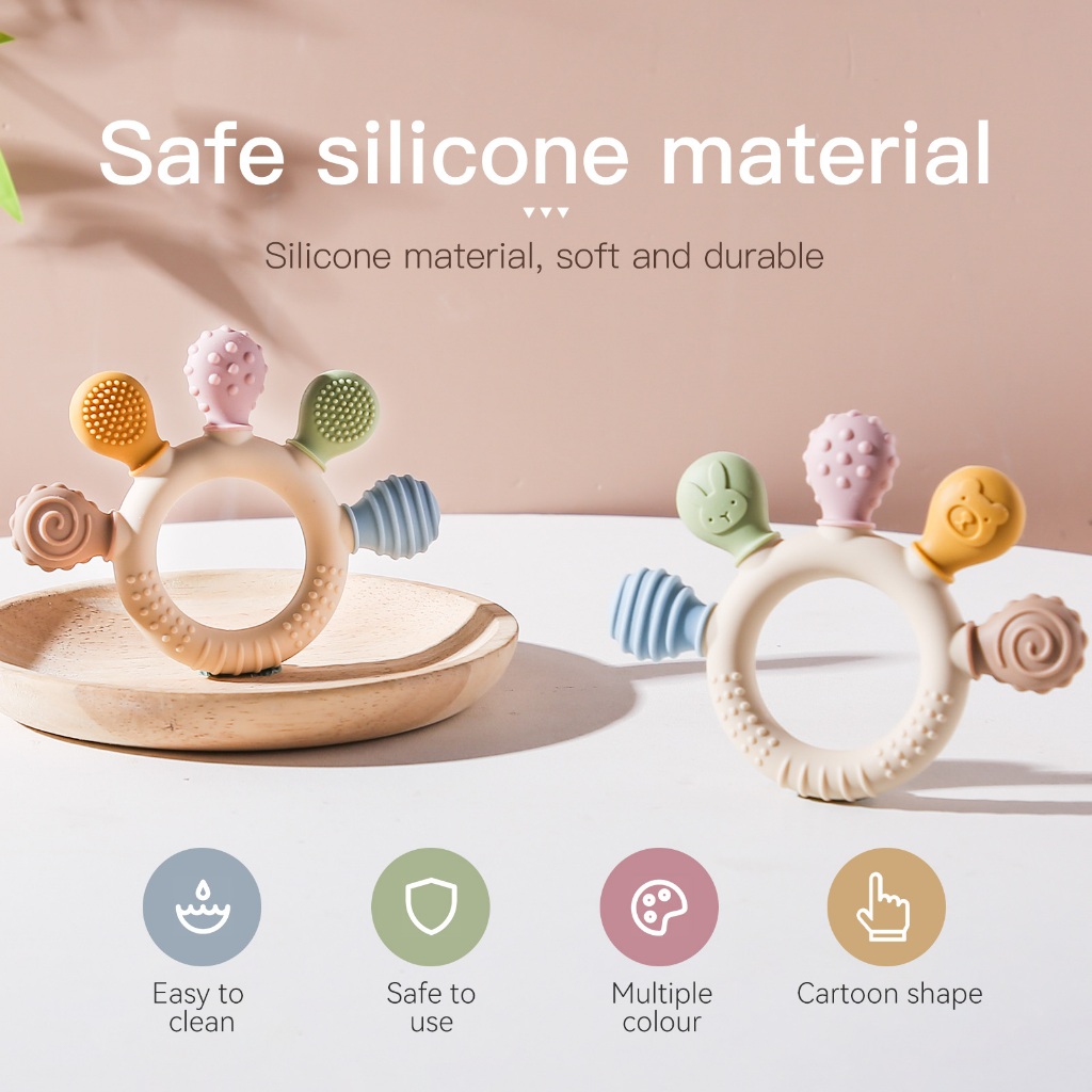 Baby Silicone Teether Animal Shape Baby Molar Toys Soothing Teething Bite Toy BPA FREE Food Grade