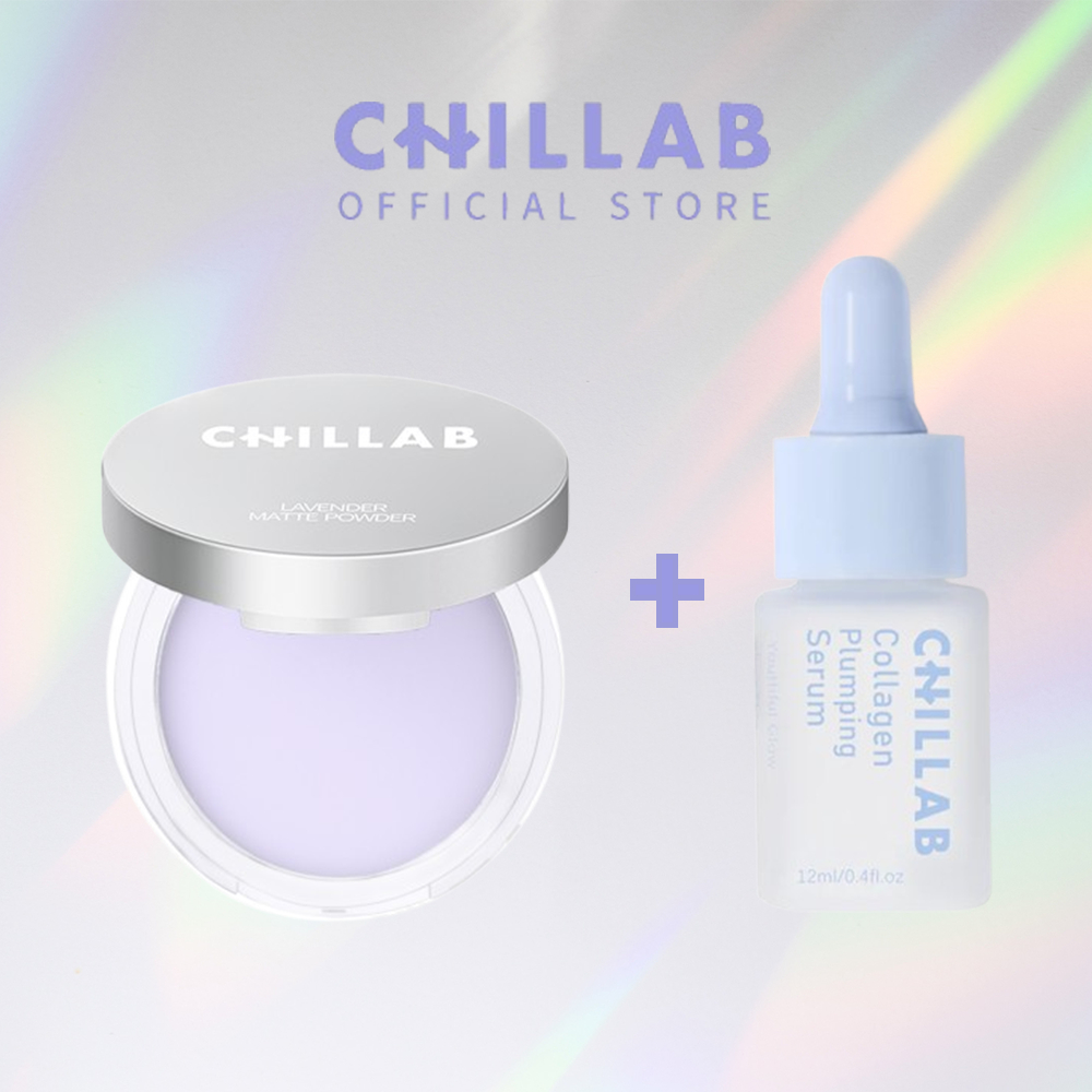 [CHILLAB COMBO] Lavender Matte Powder แป้งม่วงคุมมัน + Collagen Plumping Serum - 8 Pro-Xylane เปปไทด์ ให้ความชุ่มชื้น เซรั่มริ้วรอย เซรั่มบำรุงผิว ผิวทุกประเภท