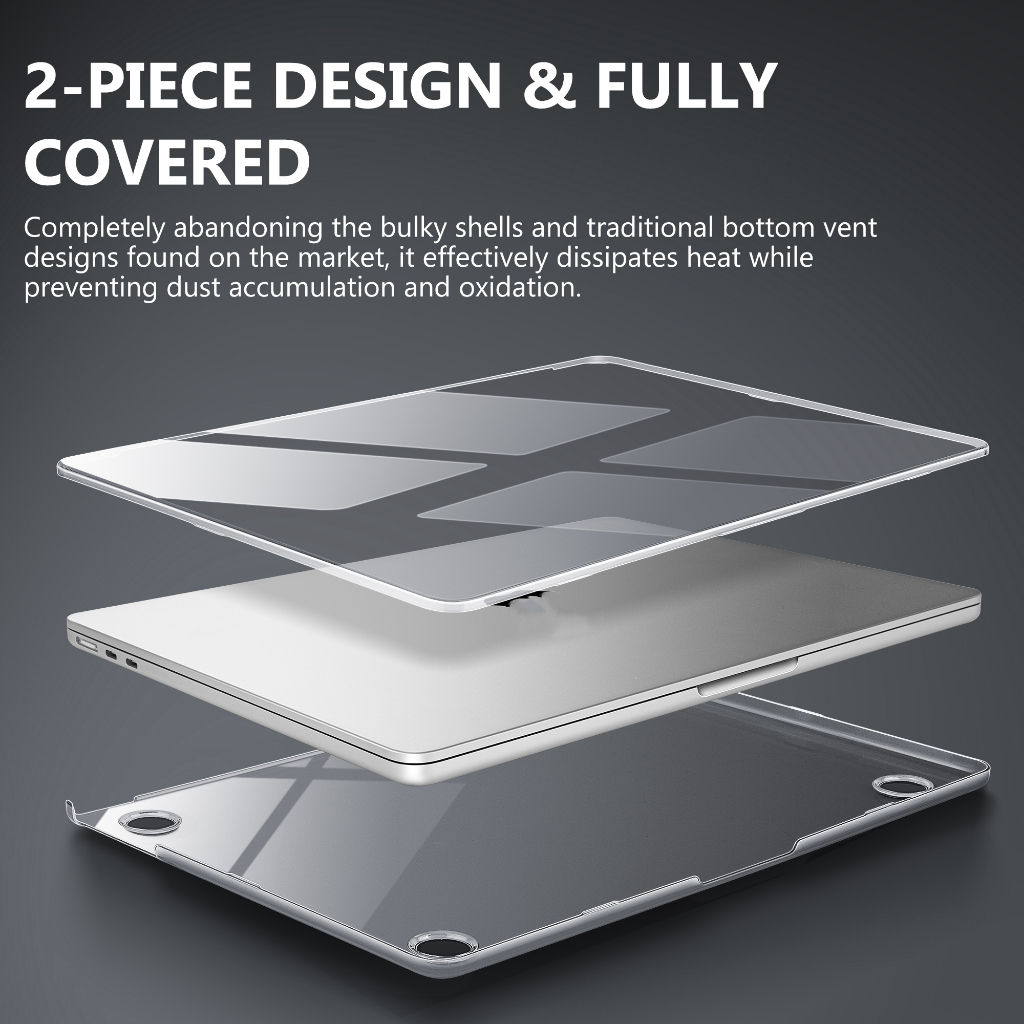 Outshine Bare Beauty Ultra-Thin Crashproof Hard Shell สําหรับ MacBook 2025 M4 A3240 A3241 M3 Air 13 15 กรณี A3113 A3114 A2941 A2681 13.6 นิ้วกรณี Pro14 16 M2 M1 A22337 A2338 Retina