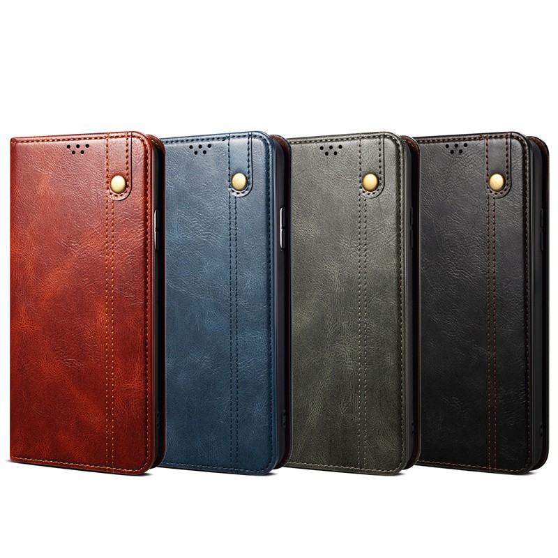 สําหรับ Iphone 13 14 15 16 Mini Pro Max Plus Case Flip Retro Business Leather Wallet Card Slots Stand Holder Cover Casing