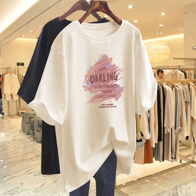 Bely [จัดส่งฟรี] เสื้อยืดแขนสั้นผ้าฝ้ายแท้ฤดูร้อนผู้หญิง 2024 สไตล์ใหม่ขายร้อนสีขาว oversize หลวมขนาดใหญ่เสื้อยืดออกแบบ Niche Top