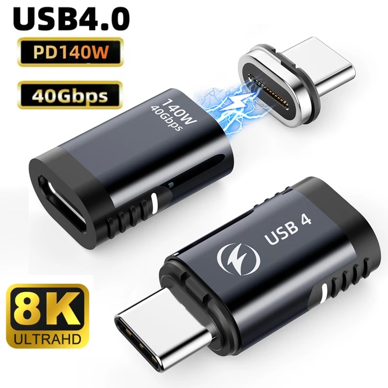 Ankndo 140W USB4.0 อะแดปเตอร์แม่เหล็ก USB C ถึง Type C 40Gbps Fast Charging Magnetic Converter Cable Connector 8K @ 60Hz USB Type C อะแดปเตอร์สําหรับโทรศัพท์แล็ปท็อปโน้ตบุ๊ค