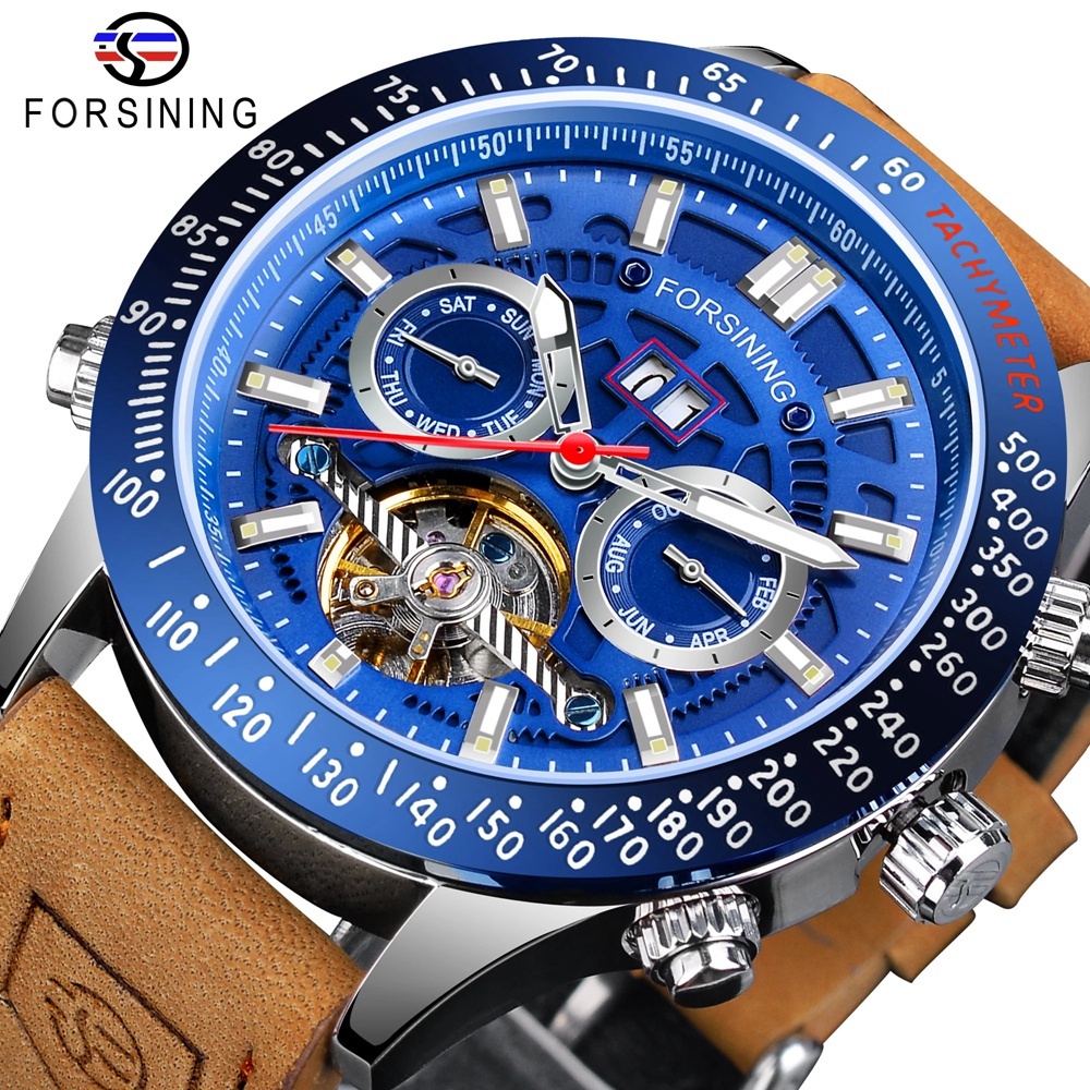Forsining Watch Original 100% Luxury Automatic Analog Watch Tourbillon Mens Mechanical กันน้ํา