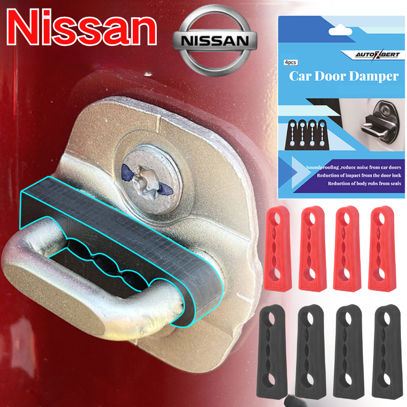 Nissan 4pcs โช้คอัพรถยนต์ปะเก็นฉนวนกันเสียงแผ่นกันกระแทกบัฟเฟอร์ประตู Damper Shock-Absorbing Protector
