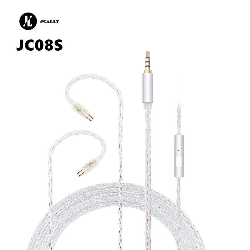 Jcally ใหม่ JC08S 8 หุ้น 2Pin 0.78 มม.QDC KZ C Pin พร้อมไมโครโฟนหูฟังอัพเกรดสายสําหรับ KZ CCA TRN